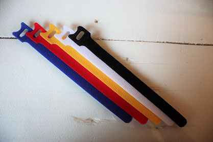 Kabelklettbänder in verschiedenen Farben, Klettkabel, Kabelklett 18cm, Klettkabelbinder in Schwarz, Weiß, Blau, Rot, Gelb